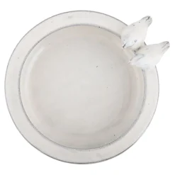 Baño para pájaros de cerámica blanco con pie