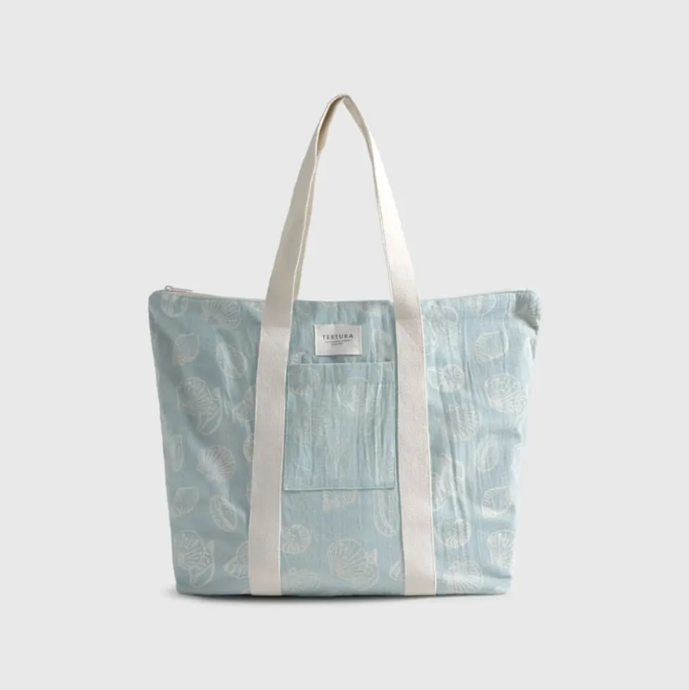 Bolsa de playa de algodón con estampado marino Medzul