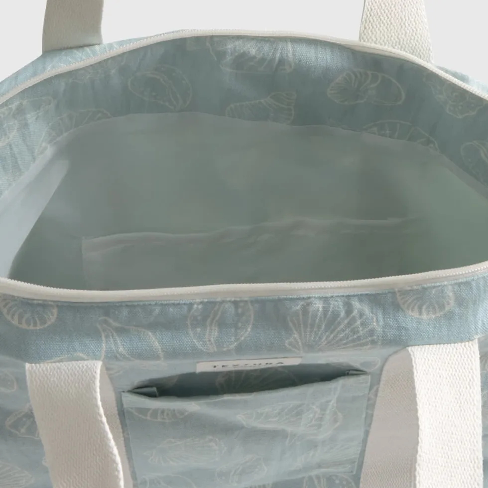 Bolsa de playa de algodón con estampado marino Medzul