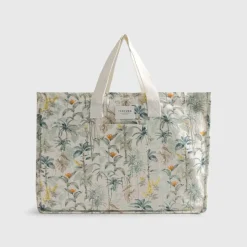 Bolsa de playa de algodón con hojas tropicales Palme