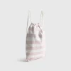 Bolsa mochila de algodón a rayas con sirena bordada Mer