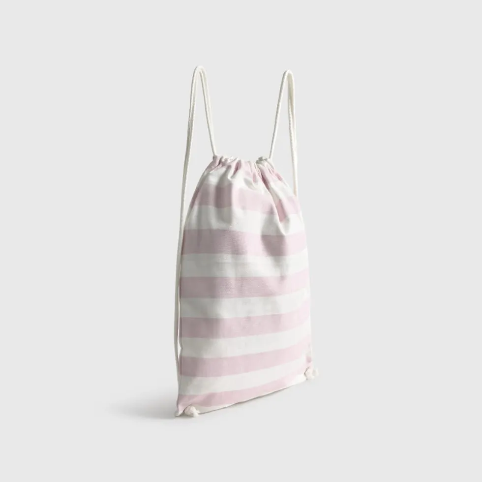 Bolsa mochila de algodón a rayas con sirena bordada Mer