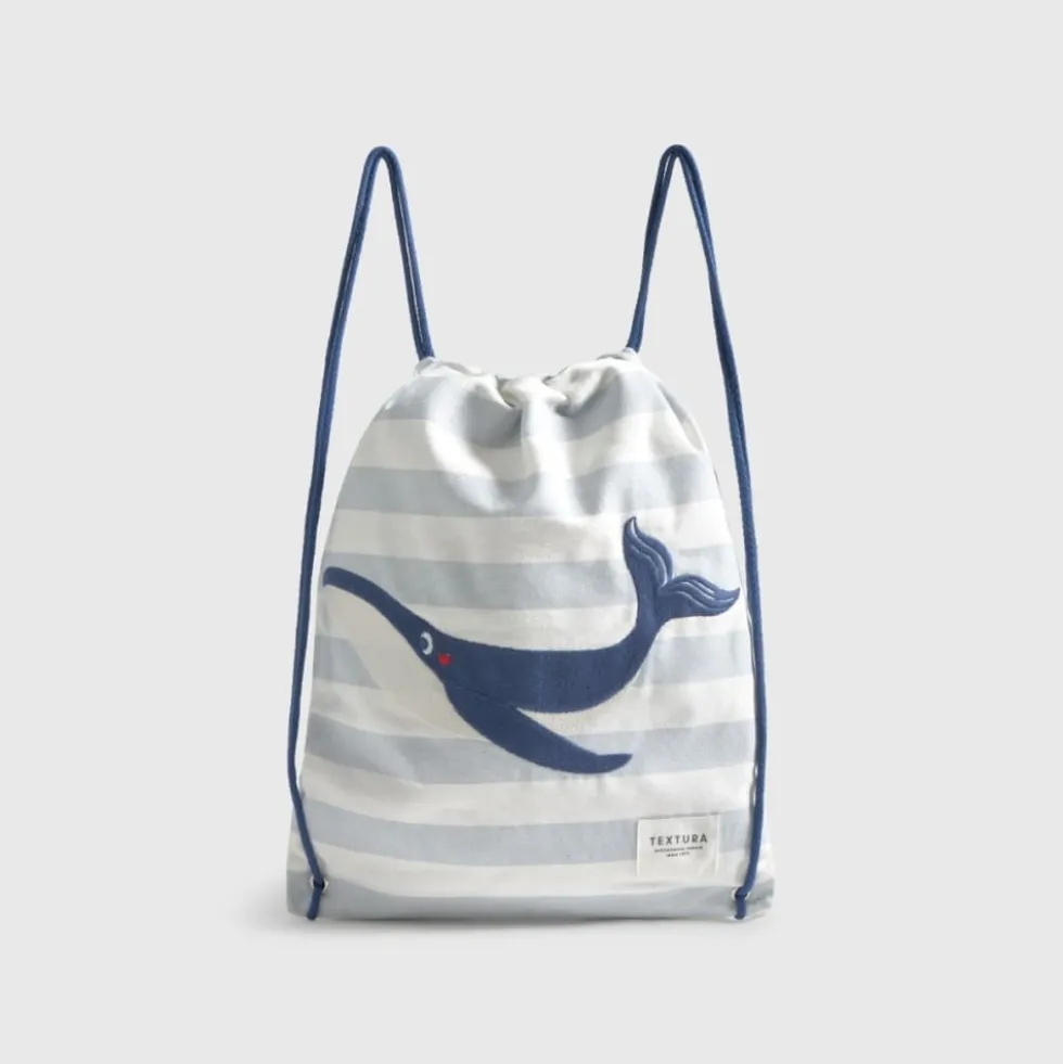 Bolsa mochila de algodón con ballena Sulu