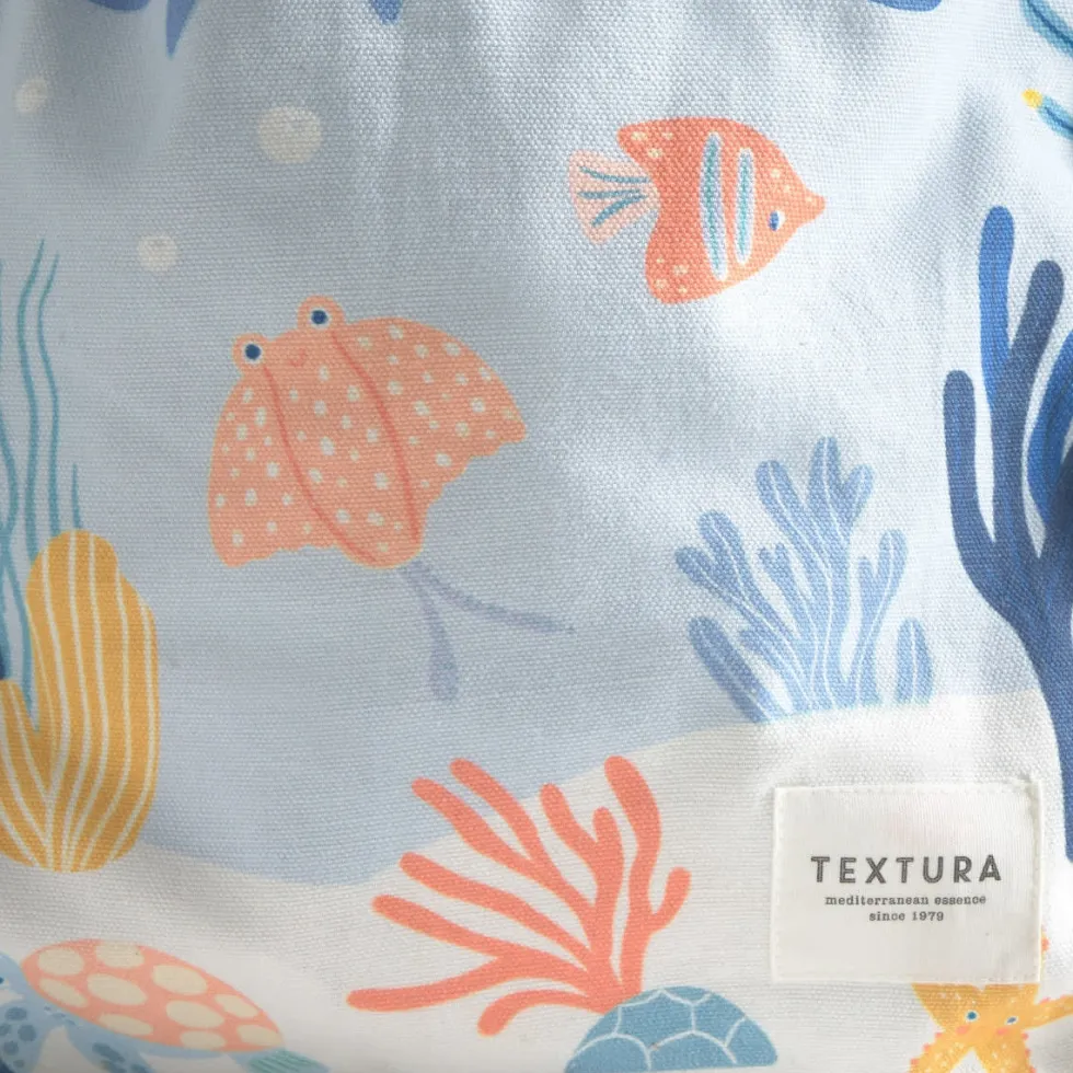 Bolsa mochila de algodón con estampado de fondo marino Marine