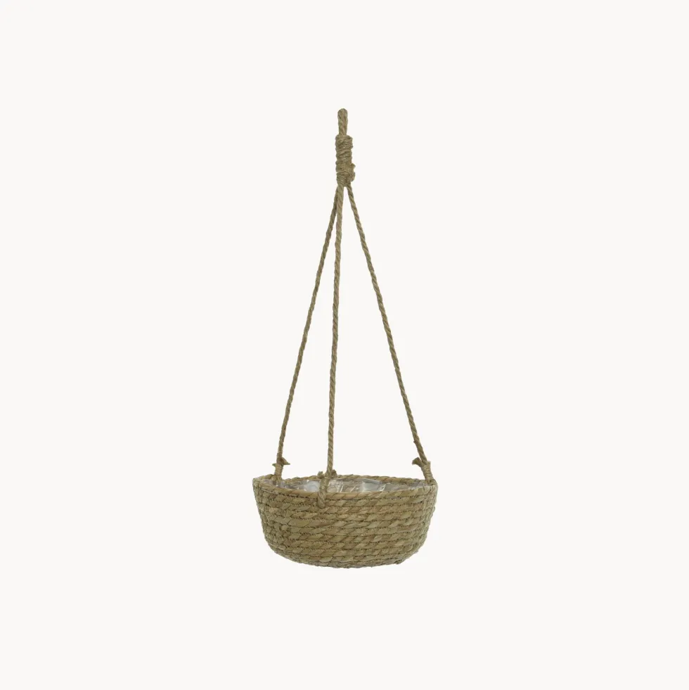 Cesta colgante de mimbre con forro