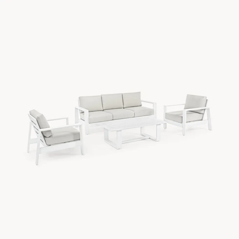 Conjunto de jardín Bizzotto BALTIC de aluminio blanco/gris claro