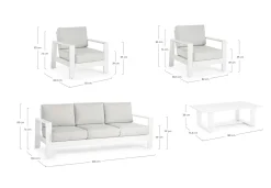 Conjunto de jardín Bizzotto BALTIC de aluminio blanco/gris claro
