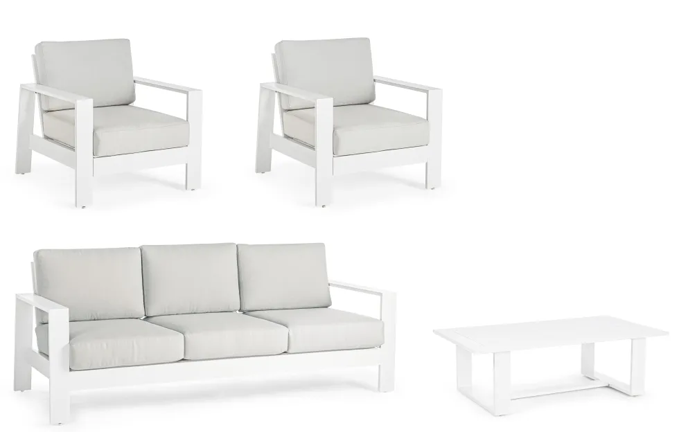 Conjunto de jardín Bizzotto BALTIC de aluminio blanco/gris claro
