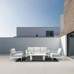 Conjunto de jardín Bizzotto BALTIC de aluminio blanco/gris claro
