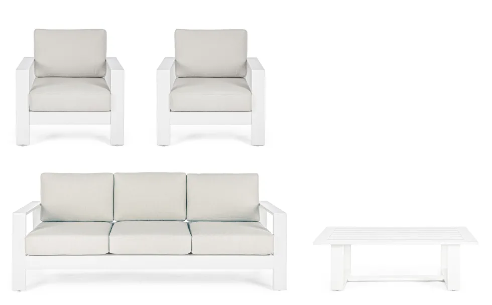 Conjunto de jardín Bizzotto BALTIC de aluminio blanco/gris claro