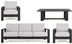 Conjunto de jardín Bizzotto BALTIC de aluminio antracita/gris claro