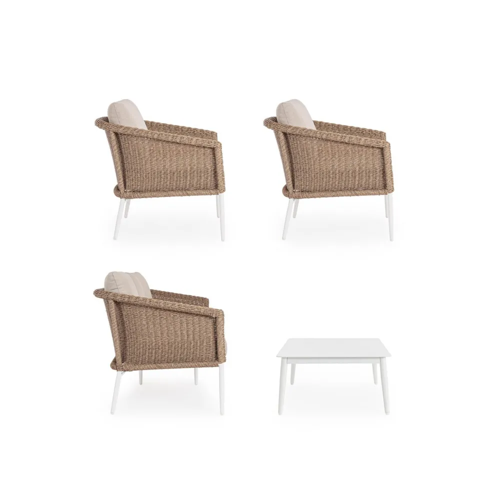Conjunto de jardín Bizzotto OCEANA 4 piezas natural/beige/blanco