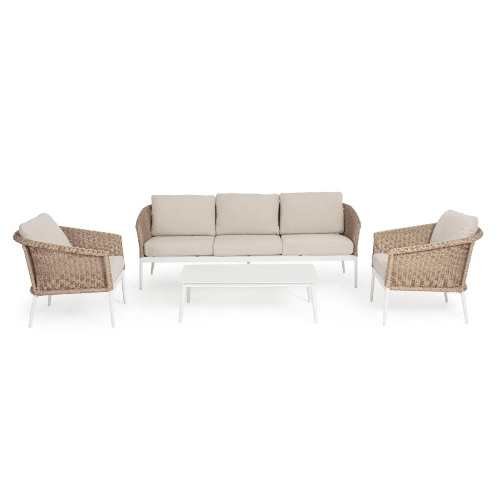 Conjunto de jardín Bizzotto OCEANA 4 piezas natural/beige/blanco