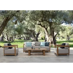 Conjunto de jardín Bizzotto THESEUS 4 piezas madera natural/beige