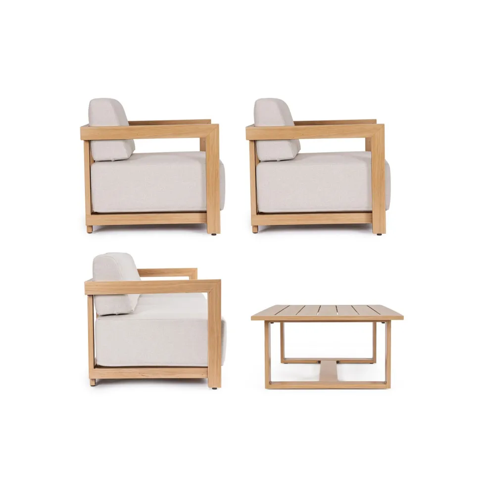 Conjunto de jardín Bizzotto THESEUS 4 piezas madera natural/beige