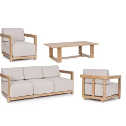 Conjunto de jardín Bizzotto THESEUS 4 piezas madera natural/beige