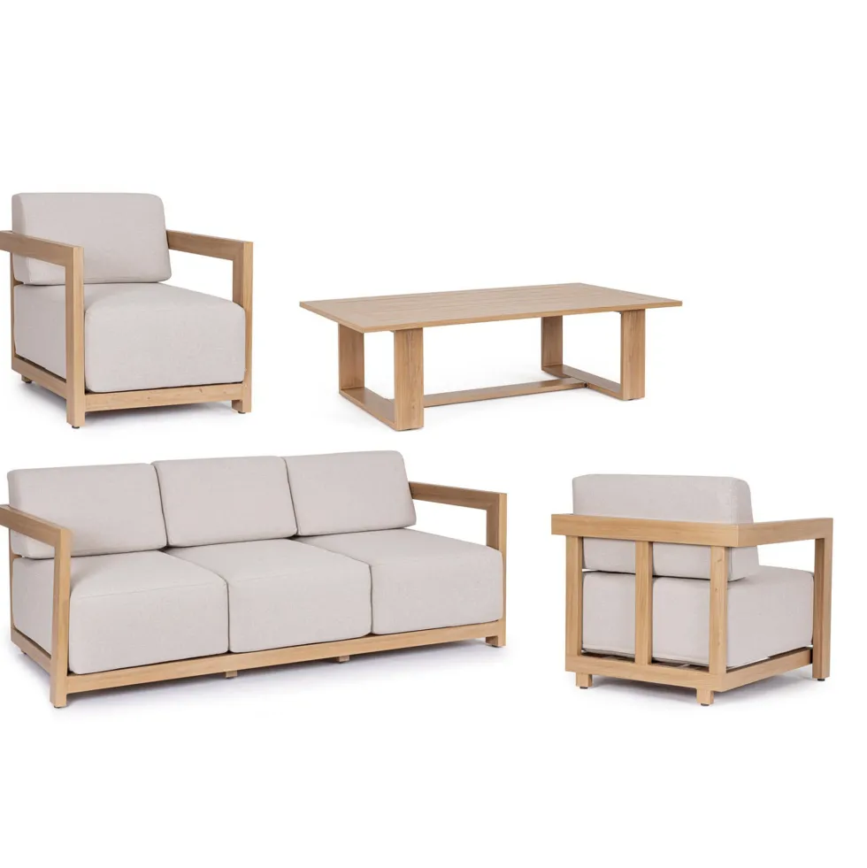 Conjunto de jardín Bizzotto THESEUS 4 piezas madera natural/beige