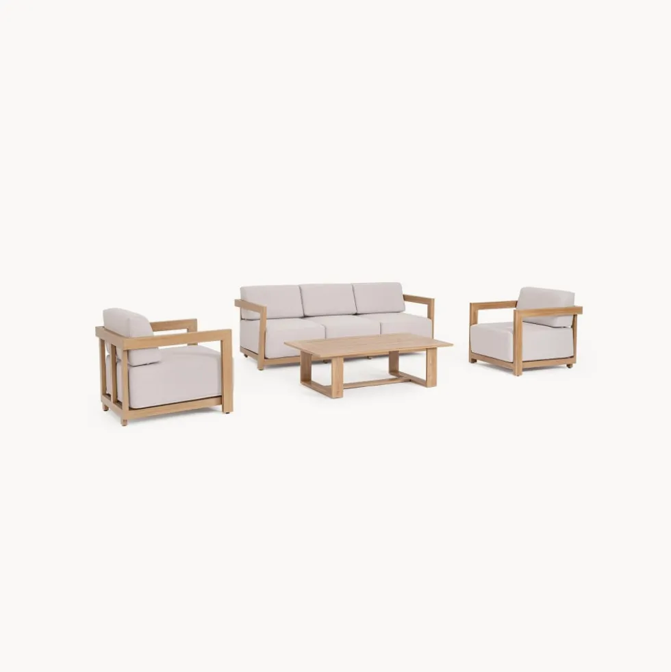 Conjunto de jardín Bizzotto THESEUS 4 piezas madera natural/beige