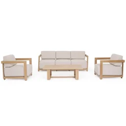 Conjunto de jardín Bizzotto THESEUS 4 piezas madera natural/beige