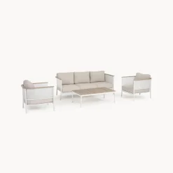 Conjunto de jardín Bizzotto ULISES 4 piezas madera natural/beige/blanco