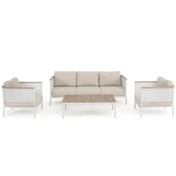 Conjunto de jardín Bizzotto ULISES 4 piezas madera natural/beige/blanco