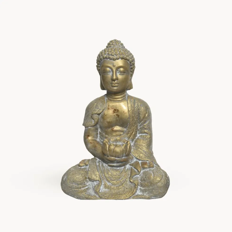 Figura de jardín Buda sentado en dorado