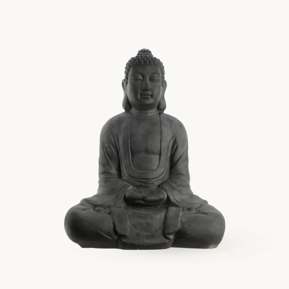 Figura de jardín Buda sentado en antracita