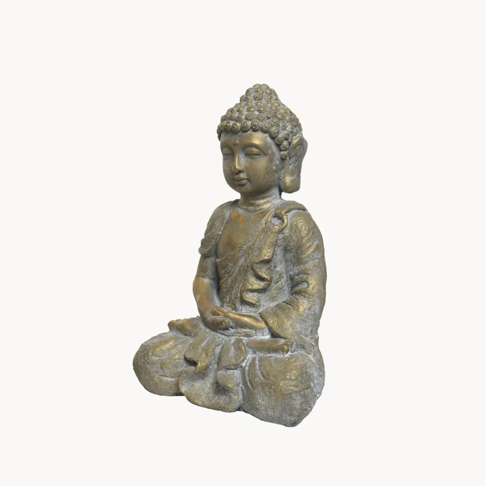 Figura de jardín Buda sentado en dorado