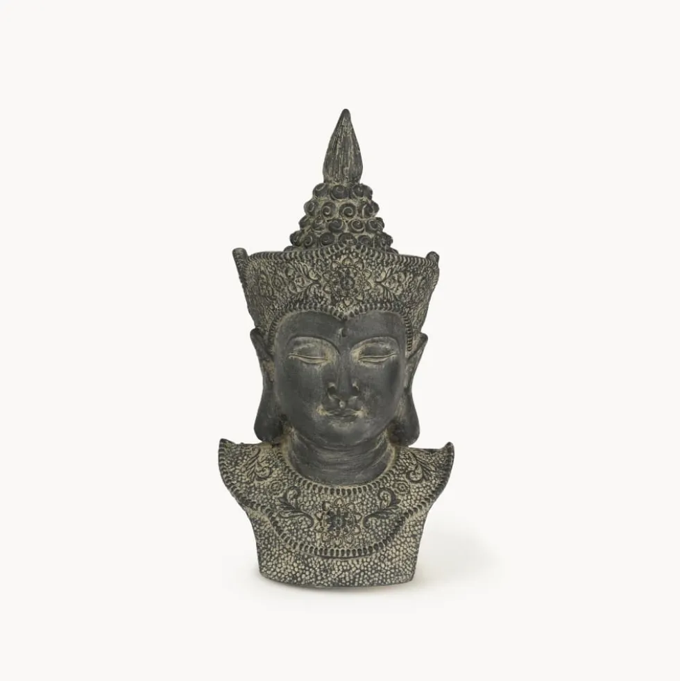 Figura de jardín cabeza de Buda en negro