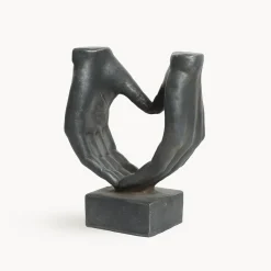 Figura de jardín manos en forma de corazón en antracita