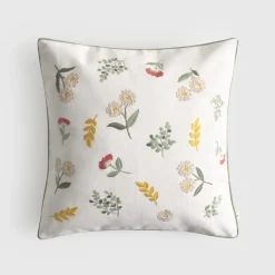 Funda de cojín de algodón con bordado floral Groun