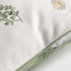 Funda de cojín de algodón con bordado floral Groun