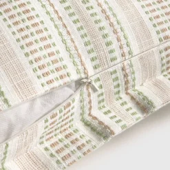 Funda de cojín de algodón con rayas bordadas Koray