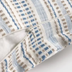 Funda de cojín de algodón con rayas bordadas Koray