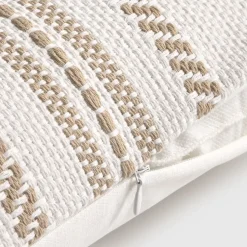 Funda de cojín de algodón con rayas tejidas Direc