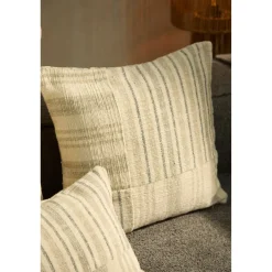 Funda de cojín de patchwork con raya tejida Bacoli