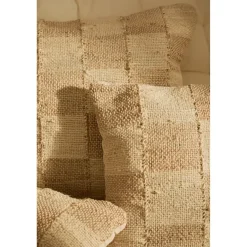 Funda de cojín de yute trenzado a cuadros Nour