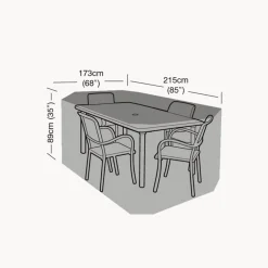 Funda Protectora para Conjunto de Mesa Rectangular y 4 Sillas de Jardín 173x215x89 cm