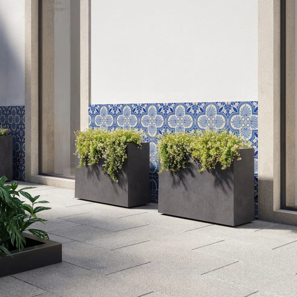 Jardinera alta de plástico Artevasi taupe Sydney con reserva
