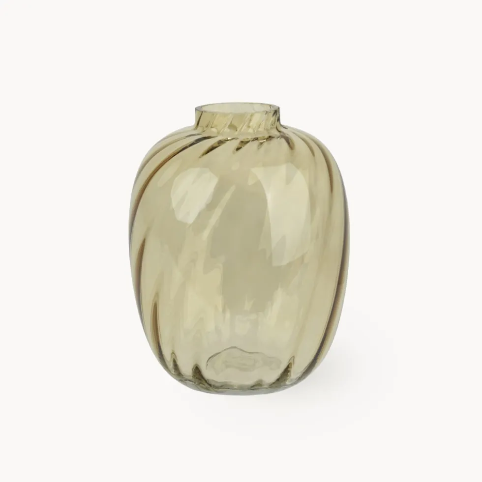 Jarrón de Cristal Ámbar con Torsión Decoris Ø17x21,5 cm