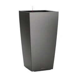 Maceta Autorriego Lechuza Cúbico premium antracita metal