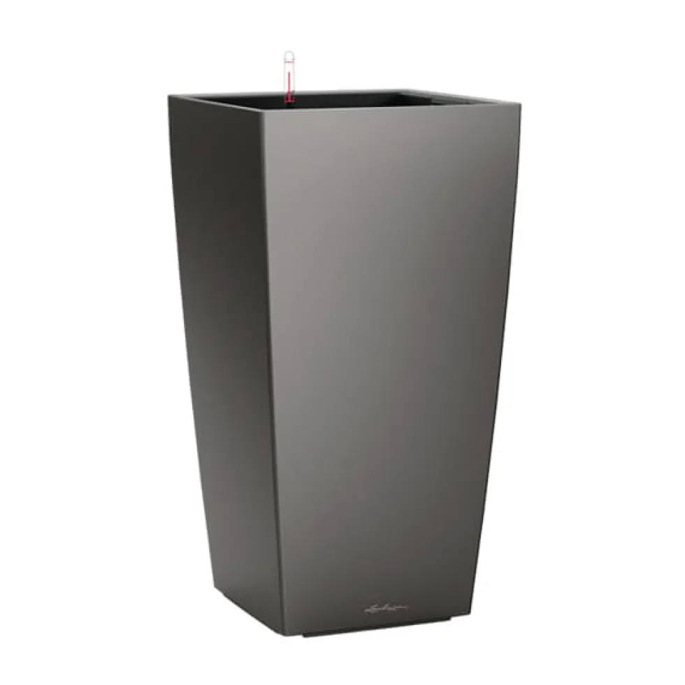 Maceta Autorriego Lechuza Cúbico premium antracita metal