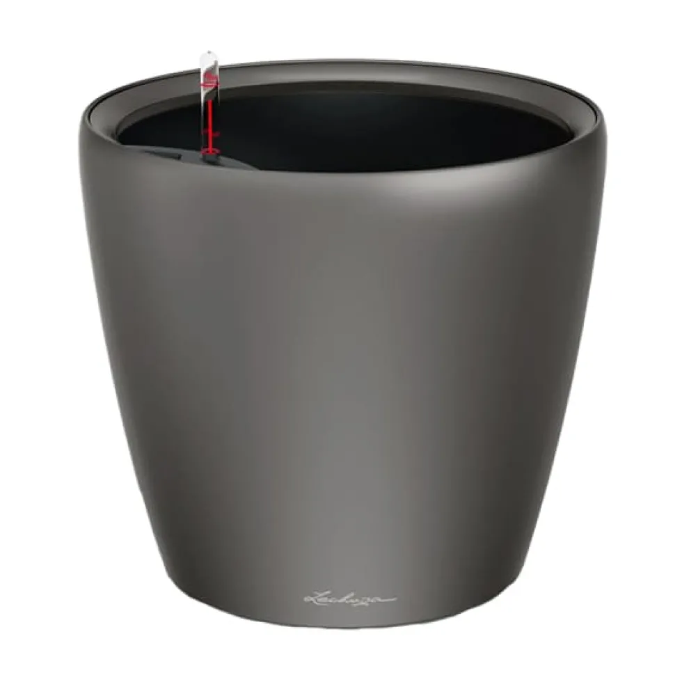 Maceta Autorriego Lechuza Clásico Premium antracita metal