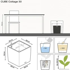 Maceta Autorriego Lechuza Cube Cottage granito