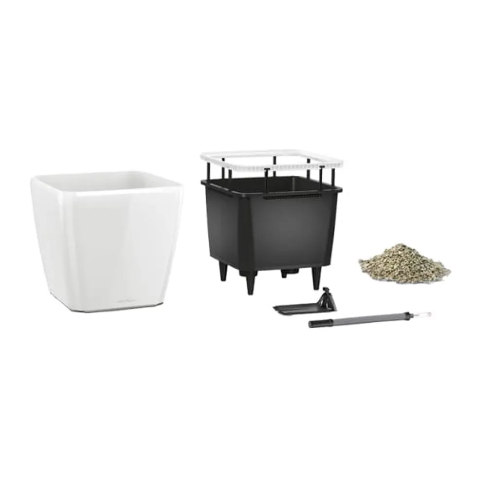 Maceta Autorriego Lechuza Quadro Premium blanco brillo