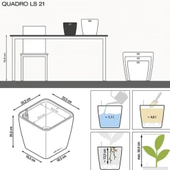 Maceta Autorriego Lechuza Quadro Premium antracita metal