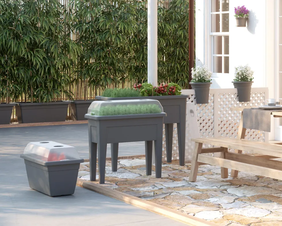 Maceta de plástico Artevasi antracita Venezia jardinera