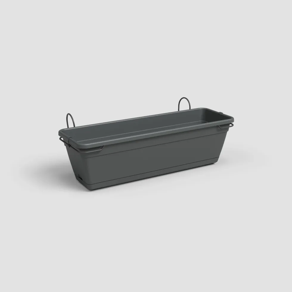 Maceta de plástico Artevasi antracita Venezia jardinera con soporte y reserva de agua