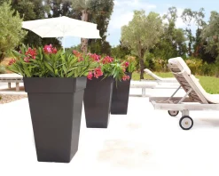 Maceta de plástico Artevasi antracita Capri cuadrada alta