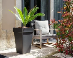 Maceta de plástico Artevasi blanca Capri cuadrada alta